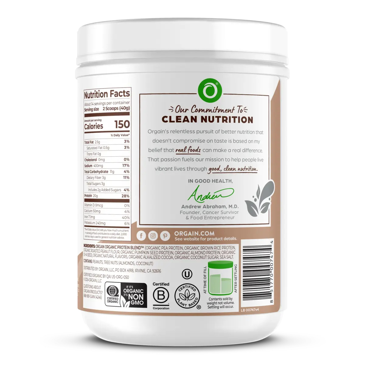 851770007474-v4-Orgain-SimplePowder-1.25lb-Chocolate-20240423-SideB-HIRES-web_1200px.png